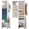 Hzuaneri Armadietto Portagioie con Specchio, 8 LED, Multifunzione organizzatore di Gioielli con 1 Appendiabiti, Armadietto Porta Gioielli, Vestiti, Cappelli, Bianco e Beige JC17003BE