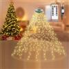 Sanweyter Luci Albero di Natale 480LEDs, 3Mx16Fili Luci Natale Esterno Natalizie da Esterno Interno Albero di Natale a Cascata con Anello 8 Modalità, Impermeabile per Albero1.5-3.5m