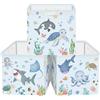 HUUMONSS 30cm Set di 3 Scatole Portaoggetti Marini Contenitore Porta Giochi Ragazzo Pieghevole Squalo Balena Cubi Portaoggetti per Libreria Kallax Salotto, Animali Acquatici