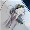 Whakano 4 pezzi Fiocchi per auto per matrimonio, fiore artificiale, decorazione per auto, decorazione per specchietto retrovisore e maniglia della portiera, per decorare l'auto per il matrimonio