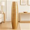 Leewadee Vaso da Terra Grande Alto 85 cm - Vaso Oro Legno di Mango Fatto a Mano da Interno Erbe della Pampa