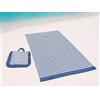 o-day Telo Mare Cotone Leggero con Frill 180x80cm Asciugamano Mare con Borsa Coordinata Set Spiaggia Elegante a Righe (Celeste)