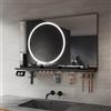 SIRHONA Specchio da Bagno 100x60cm con Mensola di Appoggio, Specchio Anti-appannamento con Illuminazione, Regolabile in Intensità e 3 Colori, Cassetto per il Trucco, Piccolo Supporto, Memoria, CRI＞90