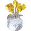 Generic Bouquet di rose in cristallo con vaso rotondo, ornamento floreale in vetro da collezione per casa, feste, matrimoni, regali romantici per donne per San Valentino, festa della mamma, Natale