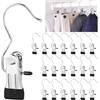 YONGQING 20 Pezzi Metallo Ganci con Clip Antiscivolo, Grucce Metallo Ganci con Pinza Nero, 360° Ganci per Lavanderia Portatili, Grucce Ganci A Clip per Asciugamani, Pantaloni, Scarpe