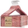 Amber Home Confezione da 30 grucce in legno di cedro, con barra antiscivolo per pantaloni, per l'organizzazione dell'armadio, camicie, giacche, abiti e pantaloni