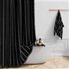 BTTN Tenda da doccia lunga 182 x 200 cm, in tessuto pesante con design rustico a righe e nappe, stile bohémien, impermeabile, con 12 ganci, colore nero
