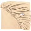 Bonazzi Home lenzuolo sotto in raso di puro cotone, con elastico perimetrale, soffice e morbido, 100% MADE IN ITALY (Beige, 90x190)