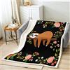 Homewish Kawaii - Coperta con bradipo di peluche, coperta per la camera da letto, 150 x 200 cm, colore: nero e marrone