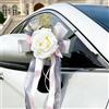 DBREAKS 4 pezzi decorazioni per auto da matrimonio, decorazioni floreali per maniglie delle portiere, rose bianche artificiali con ventose per auto specchietti retrovisori da matrimonio