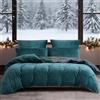 YASMENG Copripiumino Flanella 200 x 200 cm, invernale, caldo, petrolio, grigio pile, set da letto in flanella, morbido e morbido, morbido, morbido, biancheria da letto matrimoniale, con cerniera e