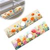 Bimkole 2 Pezzi Tappetino Assorbente Rubinetto, Protezione Spruzzi Lavello Cucina, Tappetino Rubinetto Anti-Spruzzi per Cucina e Bagno, 38 x 10 cm Motivo Floreale A5