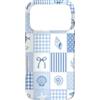 Patchwork Aesthetic Quilt Pattern Custodia per iPhone 17 Pro Blu Bianco Costiera Estetica Estetica Patchwork Quilt Pattern