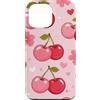 Cherry Aesthetic Pink Blossoms Gifts Custodia per iPhone 13 Pro Max Carino Cherry Pattern Giocoso Rosa Rosso
