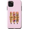 Glam Pencils Teacher Designs Custodia per iPhone 11 Pro Max Bellissimo design Glam Teacher Pencil Leopard Rainbow Bow