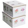 Lavatelli Set 2 pezzi, Scatole armadio in cartone, organizer per vestiti e biancheria, per cambio stagione, Botanic 49x40xh24 cm