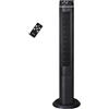 BE COOL Ventilatore a torre 117 cm con telecomando, 50 W, 3 livelli di velocità, 3 modalità di vento, oscillazione 70°, timer 12 ore, display LED, illuminazione ambientale, nero