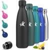 JAPORIA Borraccia Termica, 500ml, Bottiglia Acqua in Acciaio Inox, Sottovuoto a Doppia Parete, Termos senza Perdite, Borraccia Bambini per Sportiva, Scuola, Palestra, Viaggi, Ufficio - Nero