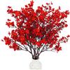 Uieke 6 fiori artificiali di seta rossa realistica al tatto, bouquet di gipsofila per Natale, Halloween, casa, matrimonio, decorazione