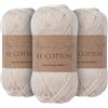 Utopia Crafts Re-Cotton - Filato per maglieria, 3 pezzi, 100 g (crema)