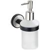 Wenko 25010100 Dispenser di Sapone Udine in Vetro Satinato, Nero Opaco