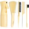 LORSEX Spazzola per capelli con flacone spray per capelli da 200ml, spazzola districante per capelli naturali neri, tipo afroamericano 3a-4c, set di 3 spazzole lisce (giallo)