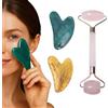 VONJUMA 2 Pcs Gua Sha E Rullo Di Giada Rullo Per Il Viso Strumenti Per La Cura Della Pelle Del Rullo Di Bellezza Del Viso Alleviano Le Linee Sottili E Le Rughe Regali Per Le Donne