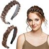 LQTSLFM Cerchietto Intrecciato Donna, 2 Pezzi Fascia per Capelli Intrecciata, Cerchietto Intrecciato Capelli ad Alta Elasticità per Ragazze e Donne Accessori Moda (Marrone Scuro)