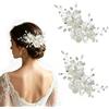 Rainway Accessori per capelli da sposa, 2 pezzi fermagli per capelli a forma di fiore con strass e perle, accessori per acconciatura da sposa per matrimonio, decorazioni floreali eleganti per le donne