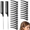 GTYHH 2 Pettini A Coda A Punta E 24 Fermagli A Becco D'Anatra, Strumenti Da Parrucchiere Per Intrecciare I Capelli, Adatto Per La Colorazione Dei Capelli A Casa E Lo Styling Da Parrucchiere.