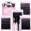 WENDY LASHES Kit Extension Ciglia 8 in 1: Ciglia Finte a Ciuffetti 80D 100D 200D 250D, Lunghezza 10-18mm, con Colla, Rimuovi Colla e Pinzetta, Spazzola - Set Completo per Volume Professionale