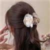 Cybche Boho Grande Fiore Capelli Artigli Clip Tessuto Bianco Rosa Clip Capelli Spessi Antiscivolo Forte Tenuta Artiglio Clip Carino Acrilico Grande Floreale Artiglio Capelli Clip Accessori Per Donne