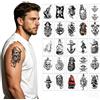 YESTARTDS Nero Tatuaggi Temporanei Pirati 30 Fogli Tatuaggi Temporanei Teschio Pirati Unisex Scheletro Teschio Tatuaggi Finti Capitano Navi Pirata, Bandiera Ancora, Barca A Vela, Teschio Per Donne Uomini