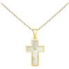 L'Atelier d'Azur Collana - Medaglia Croce Oro 18 Carati 750/000 Giallo e Madreperla - Catena Dorata, Madreperla, Zirconia