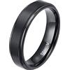 Zakk Anello da uomo e da donna titanio anelli di fidanzamento fedi nuziali nero spazzolato 4mm 6mm 38mm (6mm,61 (19.4))