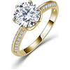 ZUOHUI Anello di Fidanzamento in Argento Sterling S925 con moissanite for Donna - Solitario a 6 Punte da 8 mm con Fascia in pavé, Fede Nuziale Semi-eternità(Gold,6)