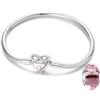 LNQOBU Bracciale in Argento con maglia Snake e chiusura a cuore Compatibile con Pandora Europei Charms da Donna