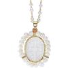 KETLIXS Madreperla Croce Crocifisso Simbolo Collana Medaglia Miracolosa, Collana Fede Religiosa Donna, Forma Medaglia Ovale