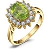 JewelryPalace Kate Middleton Anello Halo Argento 925 Con Naturale Peridoto Verde, Principessa Diana William Anelli Dorati Con Pietra Ovale, Fedina Zirconi in Oro Set Gioielli Donna