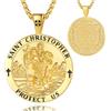 EUDORA Harmony Ball Medaglia di San Cristoforo Collana di San Cristoforo per Donna Uomo Argento Sterling 925 Placcato in Oro 18K, Ciondolo da Uomo di San Cristoforo Regalo di Gioielli Religiosi, 24