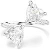Swarovski Anello aperto Mesmera Attract, Intaglio a cuore, Pavè, Cuore, Bianco, Bagno rodio, cristallo, Zirconia cubica