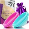 Ecoblossom Dischi mestruali riutilizzabili a prova di perdite - Silicone di grado medicale, sostenibile, ecologico. Confezione da 1 disco mestruale piccolo e 1 grande