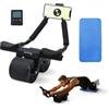 Mobiclinic®, Ruota addominale con rimbalzo automatico, Ab roller, Supporto per i gomiti, Timer digitale, Tappetino antiscivolo, Doppia, Portacellulare, Ra-02, Palestra domestica, Fitness