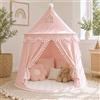 LIONHERZ® IL ORIGINALE Tenda da gioco per bambini, traspirante in cotone e canapa | Castello delle principesse con aste in fibra di vetro, borsa, tappetino e decorazioni | stabile Tipi per ragazze