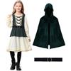 Ezuwail Costumi medievali rinascimentali per bambine, costume da arciere per | Mantello con cappuccio, vestito, cintura/braccialetto; arciere medievale, cacciatrice, cosplay, contadina, principessa