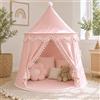 LIONHERZ® L'ORIGINALE Tenda da gioco per bambini, traspirante in cotone e canapa | Castello da principessa con aste in fibra di vetro e borsa da trasporto | Tipi stabile per bambine da interno (rosa