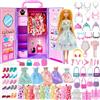 Yutoy 122 Pezzi Armadio Bambole Playset con Bambole 11,5 Pollici, Vestiti e Accessori, Include Abiti Principessa Scarpe Borse, Giocattoli Travestimento Adatti a Bambine, Bambini e Bambini (Viola)