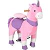 HOMCOM Cavallo a Dondolo Giocattolo da Equitazione con Ruote a Forma di Unicorno, Gioco Cavalcabile per Bambini da 3-6 Anni, 70x32x87cm, Rosa