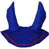 Spire - Velo antimosche per cavalli in morbido crochet, cuffia con rete in cotone traspirante, maschere protettive e cappellini per mosche (Pony, Blu Reale/Nero-Rosso)