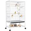 LIFERUN Gabbia Pappagalli, Gabbia per Uccelli con ciotola per Mangiatoia | Voliera per Pappagalli, con 4PCS Ruote, Giocattolo a Gabbia, Altalena per Uccelli con 2 ante, 132 x 78 x 52 cm